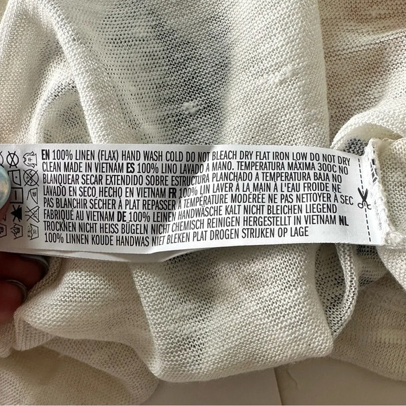 JE SUIS EN RÊVE Graphic Sleeveless 100% Linen Tank Dress Ivory Relaxed Yoga 🔥 - Picture 5 of 8
